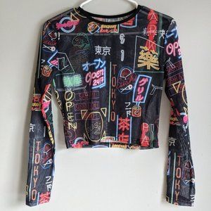Japanese Cyber Punk Mesh Long Sleeved Shirt